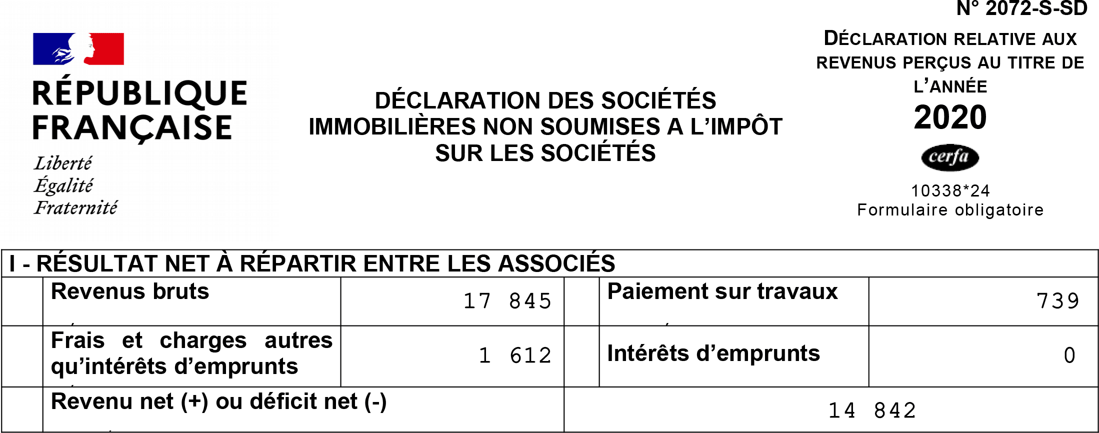 Déclaration sci non soumis à l'impôt