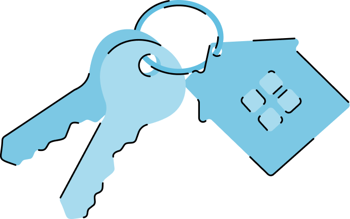 Illustration de clés de locaux professionnels pour la déclaration DECLoyer des loyers commerciaux.